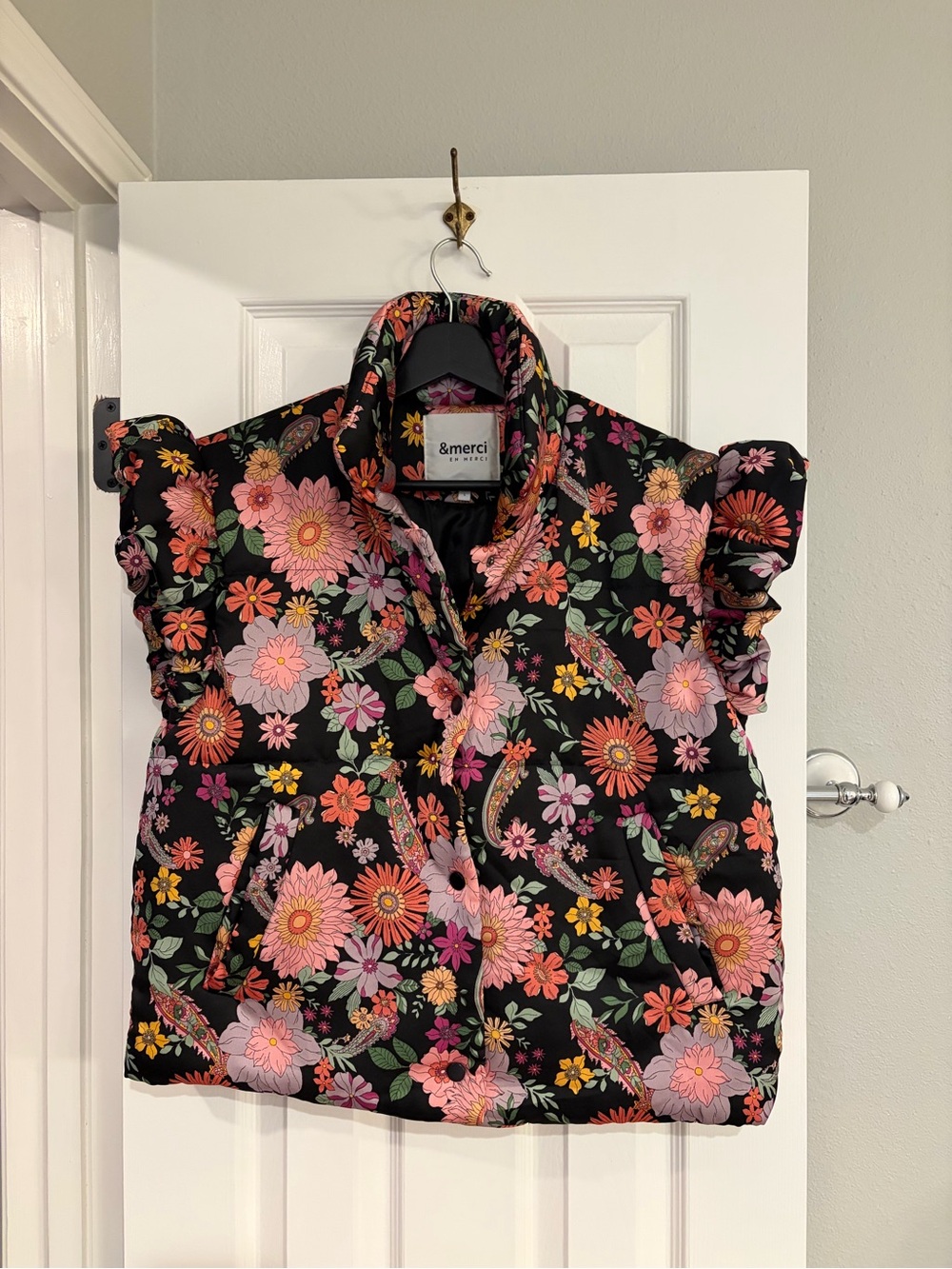 & Merci Floral Puffer Vest Multicolor Large
